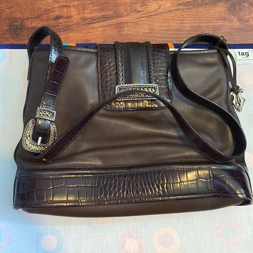 Vintage 100% Leather Purse with  Silver Gold Western Style Buckle